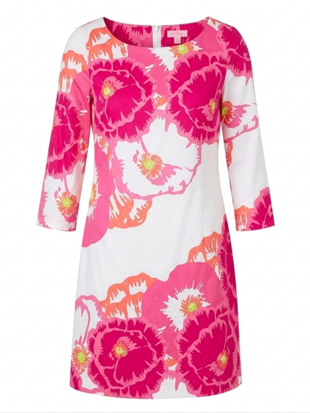 Lilly Pulitzer Milly Shift Dress Pink Perfect Poppy Floral 3/4 Sleeve Size Small - Picture 1 of 6